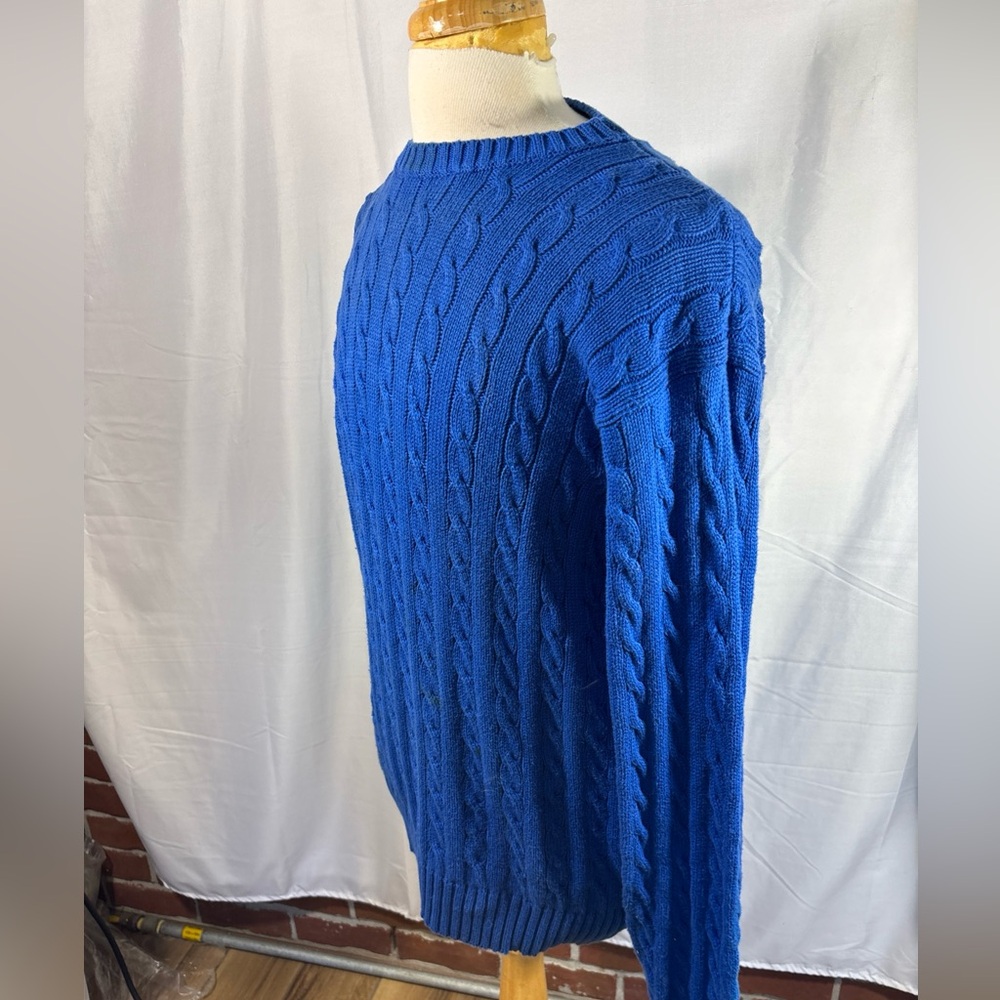J. Crew Men's Deep Blue Cable Knit Sweater - Picture 1 of 6